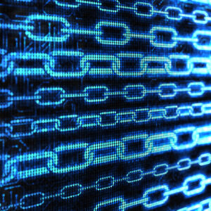 Blue chains in cyberspace on black